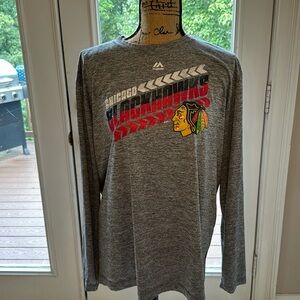 Chicago Blackhawk shirt Gray Long Sleeve cool base shirt large
